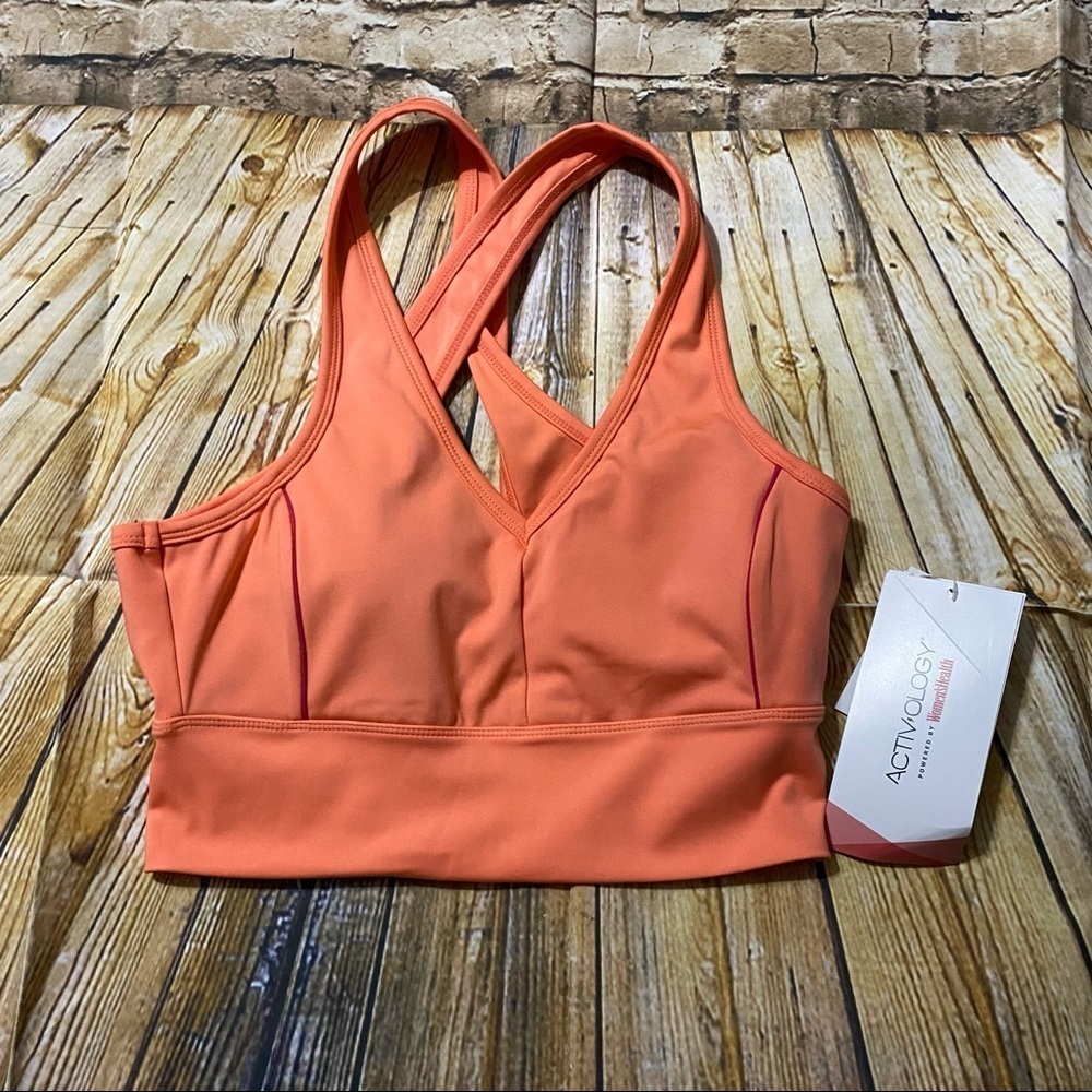 NWT Activiology Womens Health Orange Pink Sports Athletic Bra